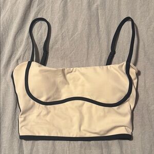 Cream and Black Trim Crop Top